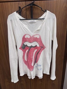 Free People Rolling Stones White Long Sleeve